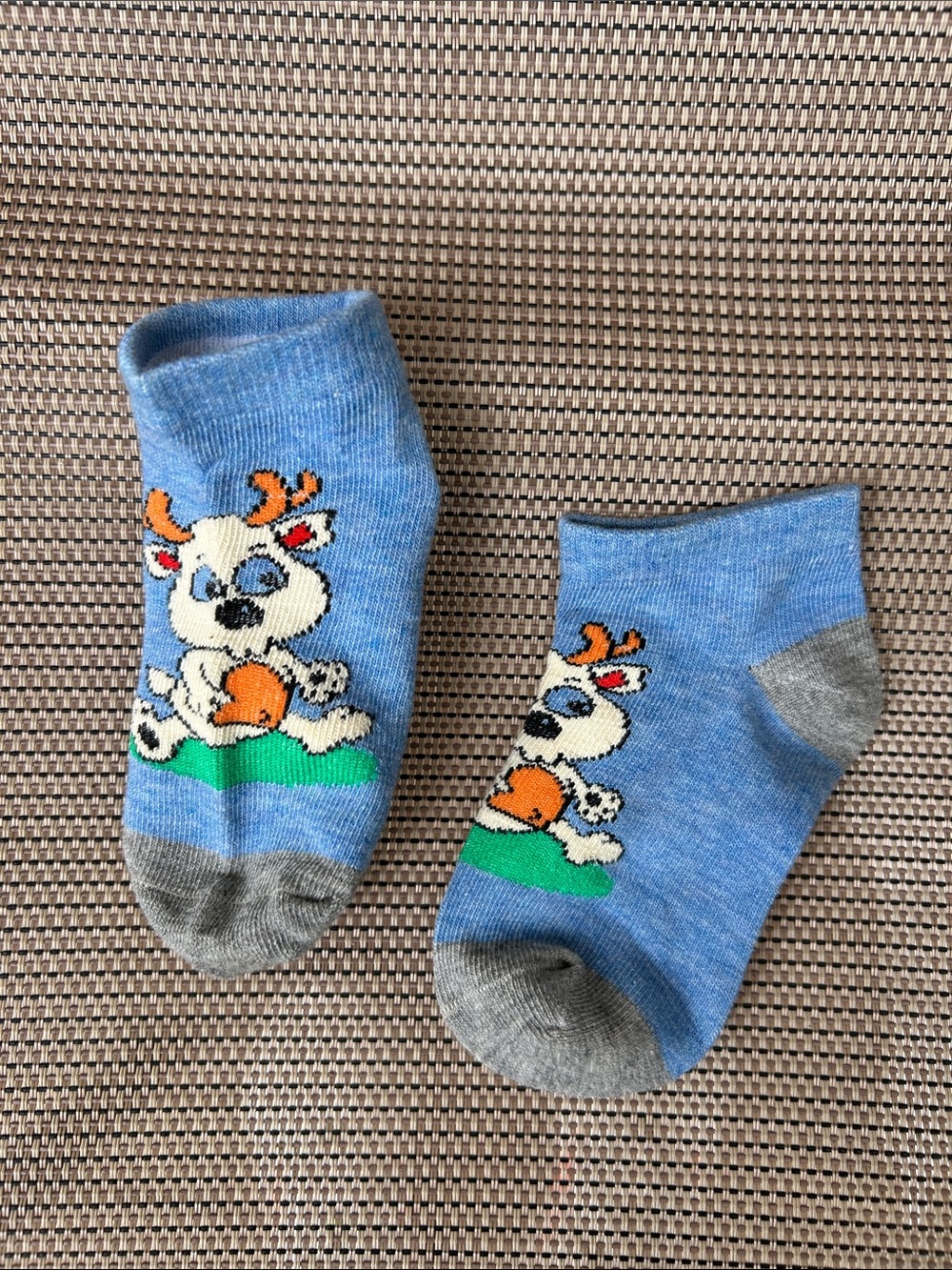 Blue Kids Socks with Cartoon Reindeer